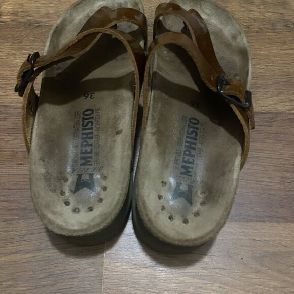 Mephisto Helen Spice Star Sandals Womens Size 36 Brown Leather Thong Slip On - Picture 3 of 6